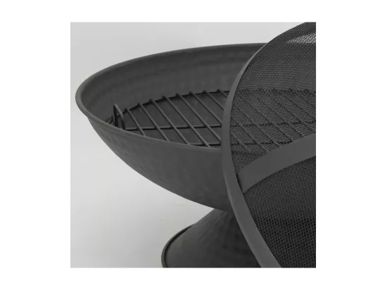 Brasero avec grille + couvercle en métal noir