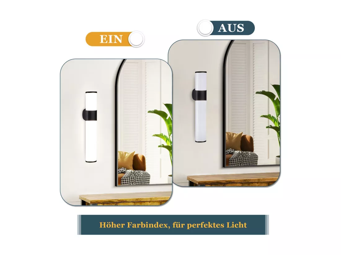 NETTLIFE Applique LED salle de bain，Lot de 2，Lampe de miroir de salle de bain à LED - Noire moderne 6W 30CM étanche IP44 blanc neutre 4000K