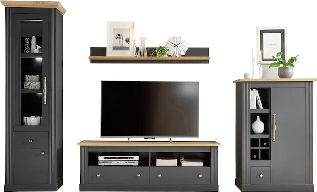 Home affaire Wohnwand »Westminster TOPSELLER!« Set, Vitrine, Lowboard, Kommode, Wandregal, 4 Stk. tlg.