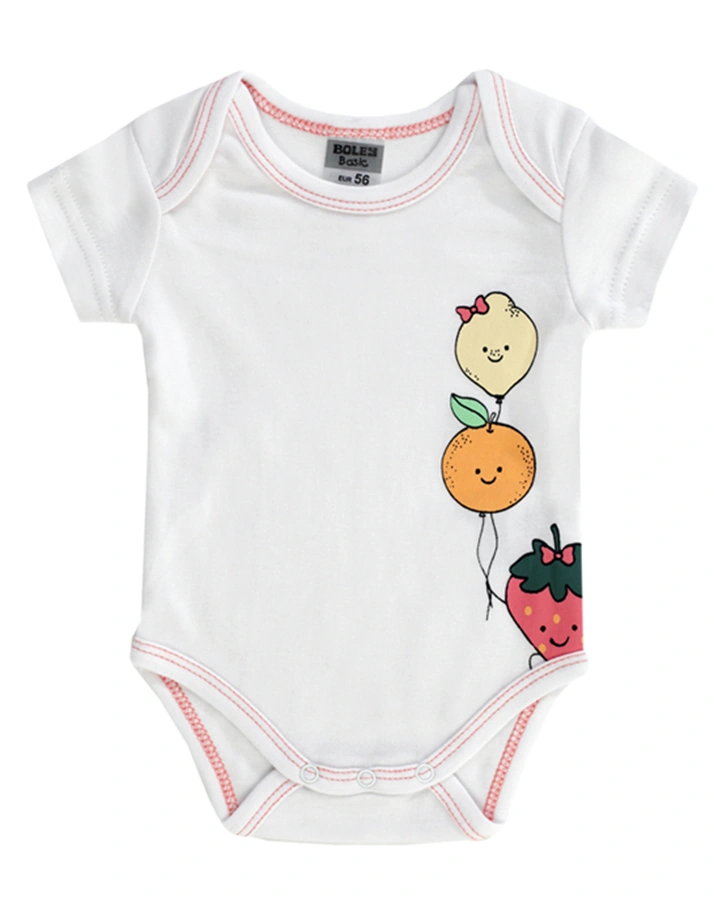 Kurzarm-Body CRAZY FRUITS 3er-Pack in weiß/rosa