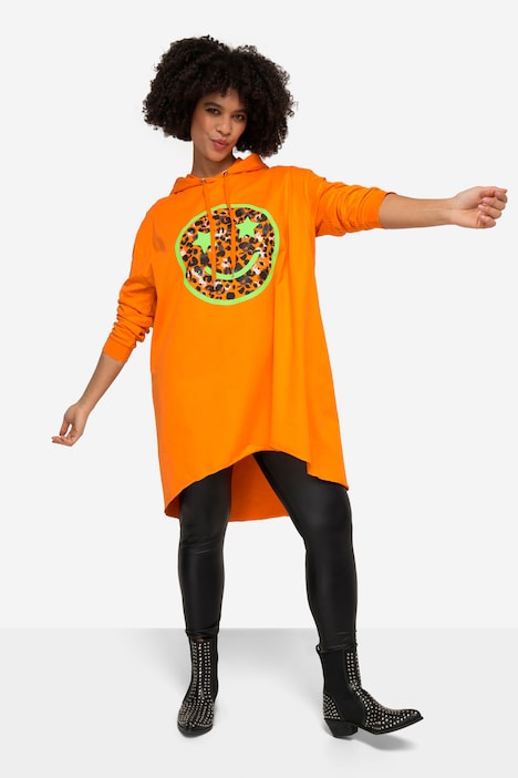 Long-Hoodie, Kapuzensweater, Smiley, Langarm