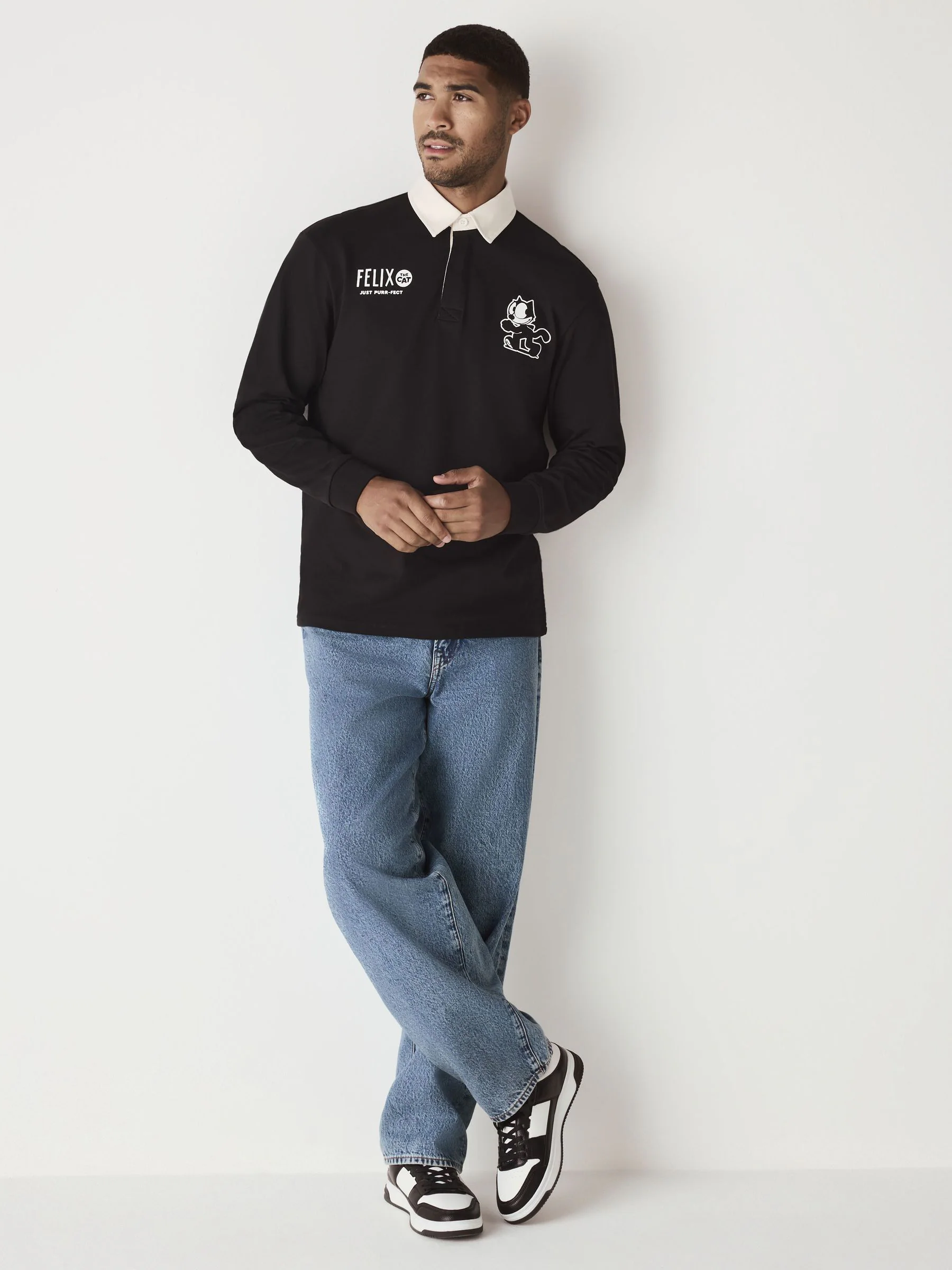 Zwarte Felix Kat - Rugbyshirt