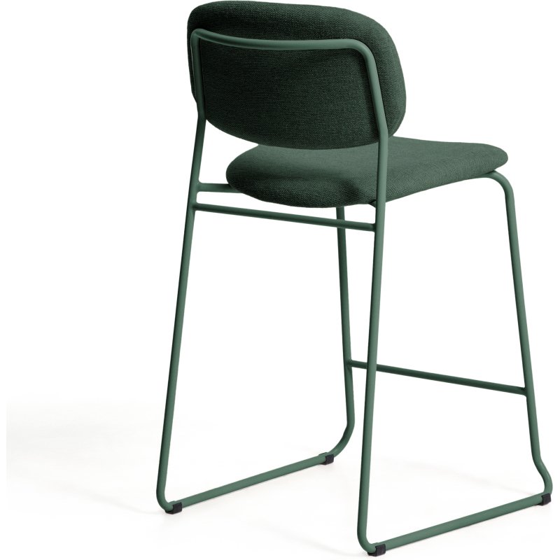 Tabouret empilable Meli en chenille verte et pieds en métal vert FSC Mix Credit 65 cm
