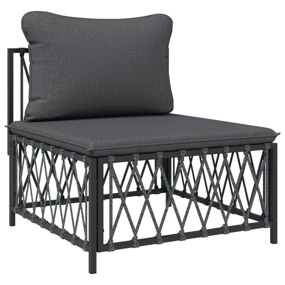 Salon de jardin meuble d'extérieur ensemble de mobilier avec coussins 6 pièces anthracite acier