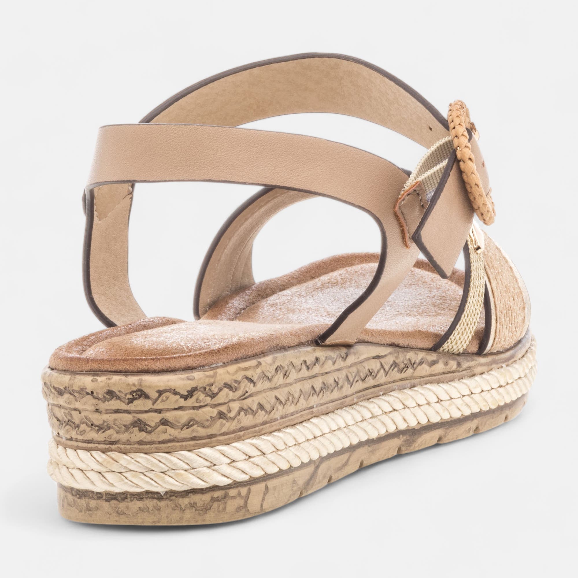 Nu-pieds à talon compensé Femme beige