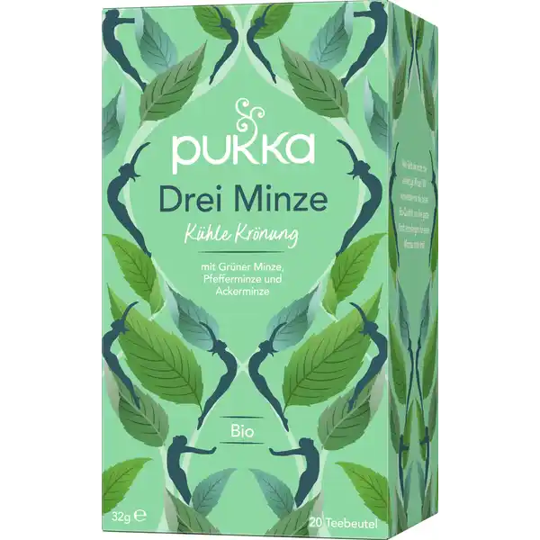 Bio-Kräutertee Drei Minze, mit Grüner Minze, Pfefferminze und Ackerminze