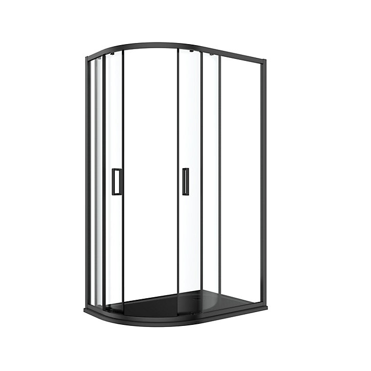 Paroi de douche avec receveur accès d'angle 80 x 120 cm, droite, portes coulissantes, profilés noir, GoodHome Ledava