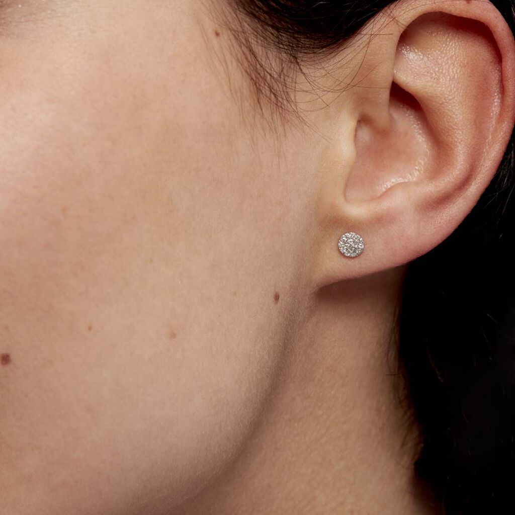 Boucles D'oreilles Puces Teani Or Blanc Diamant