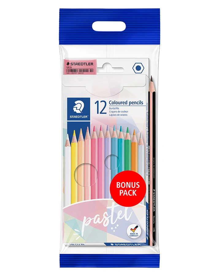 146 SET PA PASTELL Farbstifte-Set mit Bleistift und Radierer 14-teilig