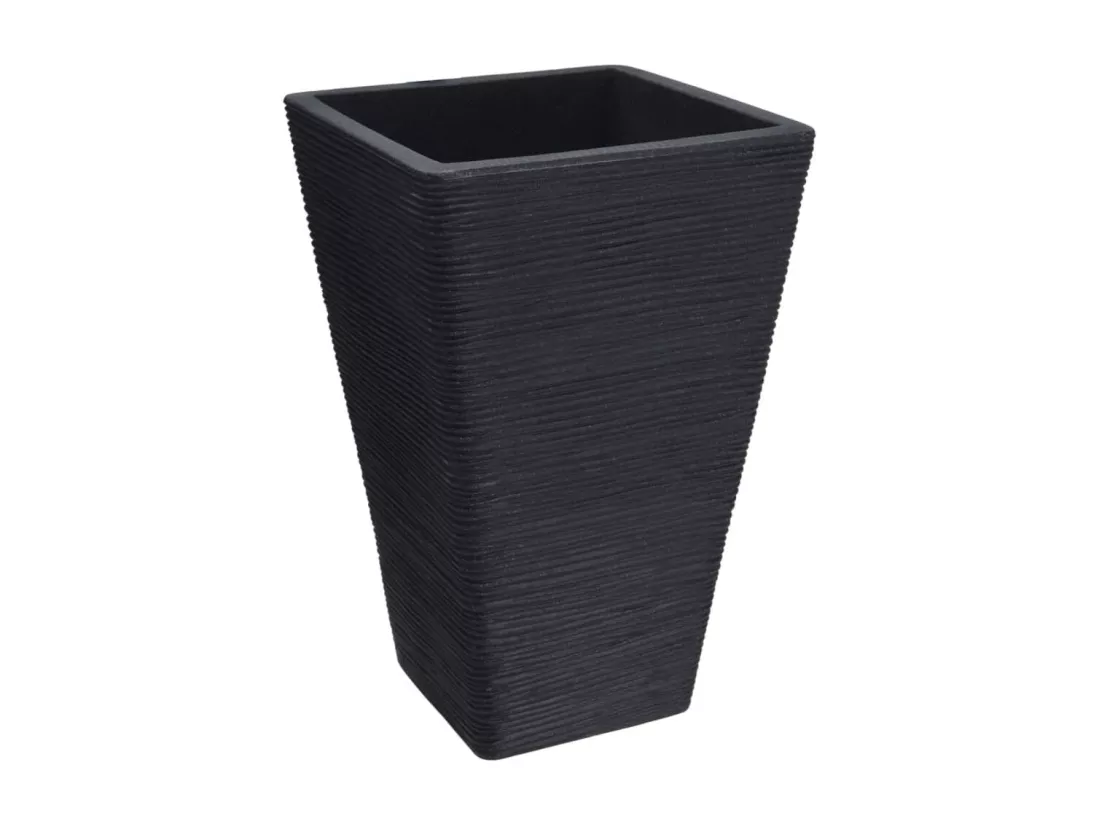 Pot à fleurs nervuré carré 55 cm Anthracite