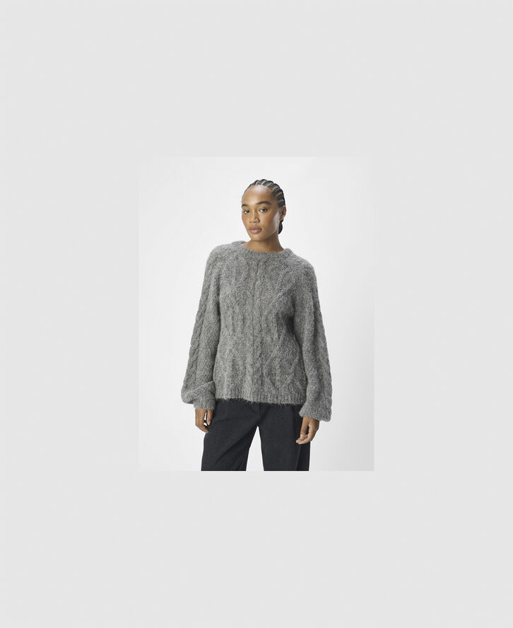 Object OBJSMILLA KNIT RE L/S PULLOVER CC1 Medium grey melange