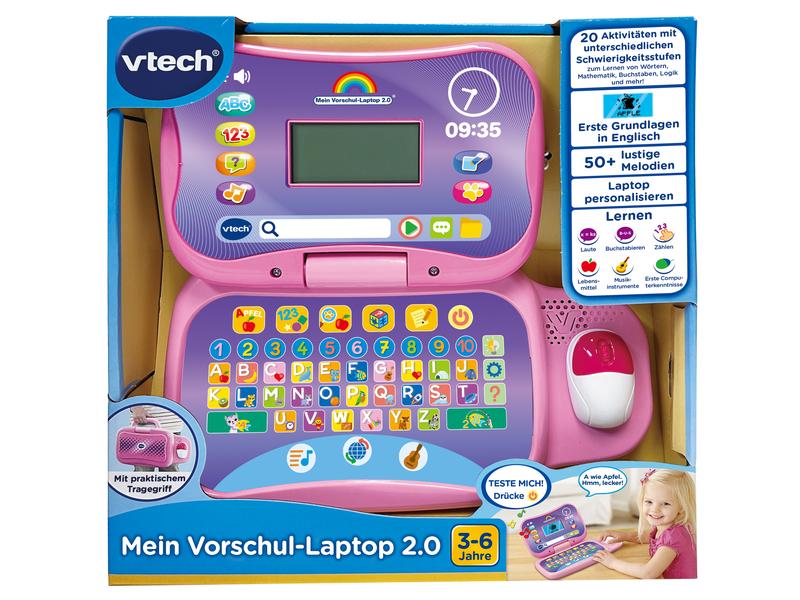 Vtech Mein Vorschul-Laptop 2.0 pink -DE- Lerncomputer mit beleuchtetem LCD-Bildschirm