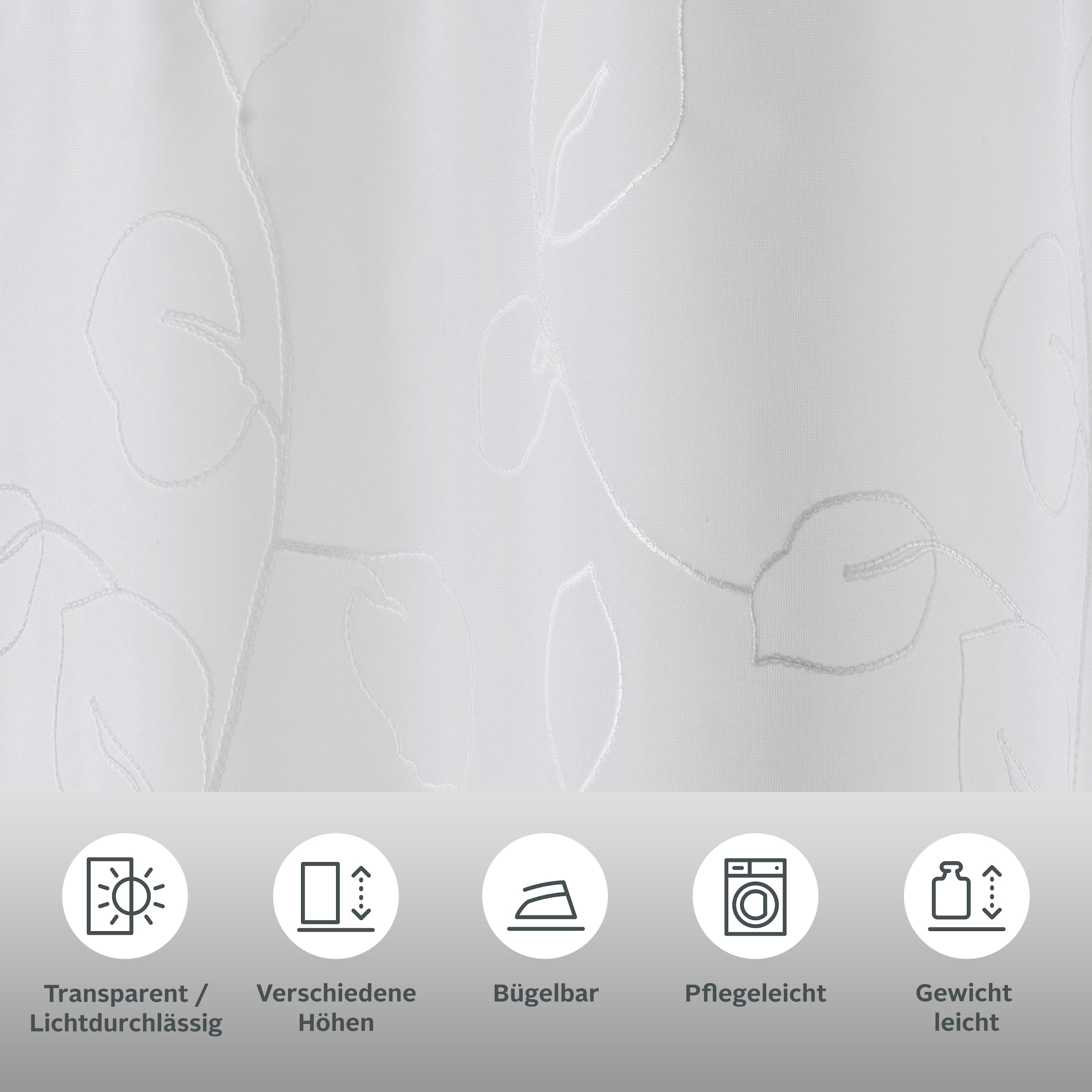 Home affaire Gardine »Adele« Ösen 1 Stk. tlg. transparent, mit floraler Stickerei, Voile