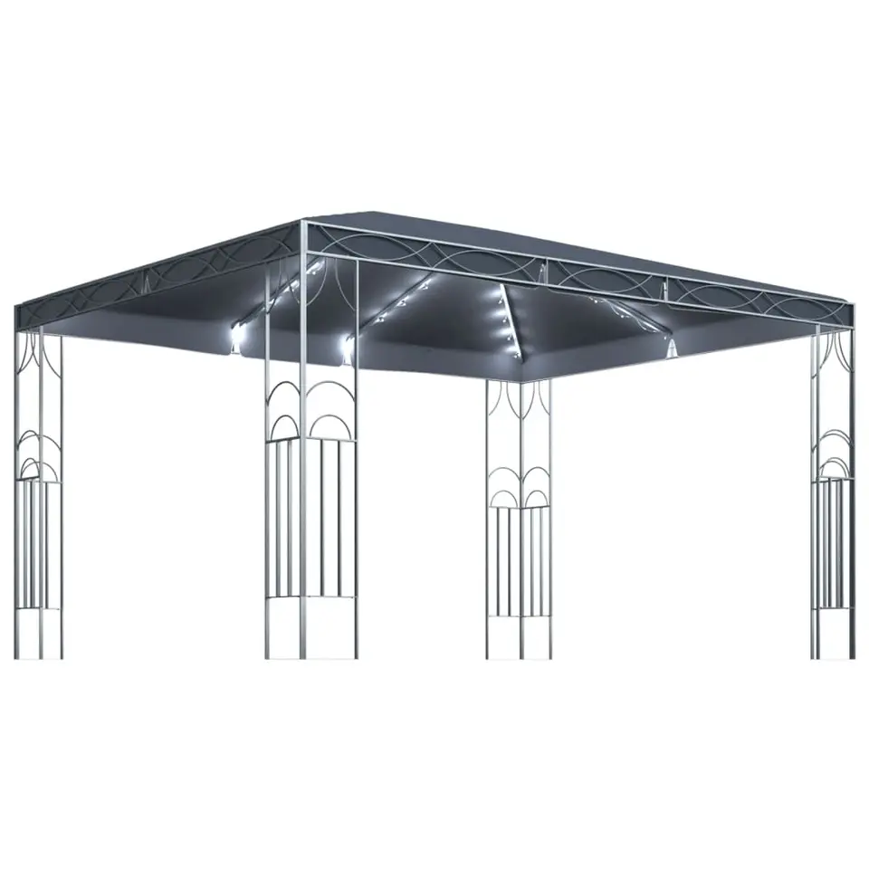 vidaXL - Prieel Met Lichtslinger - Antraciet - Stof - 400 x 300 cm