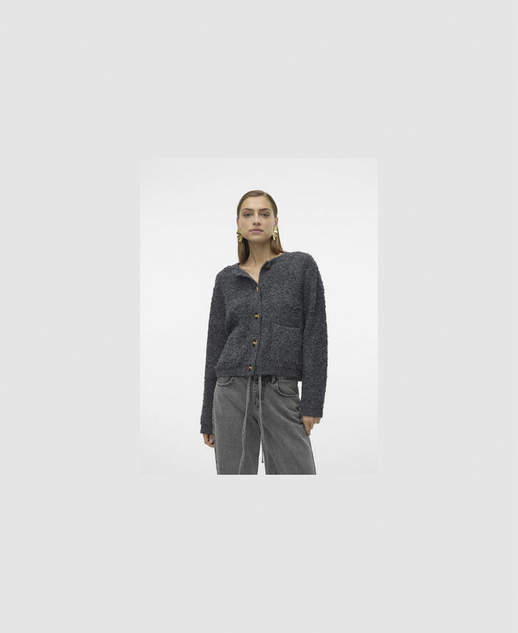 Vero Moda VMNALANI LS O-NECK CARDIGAN VMA Dark grey melange/melange
