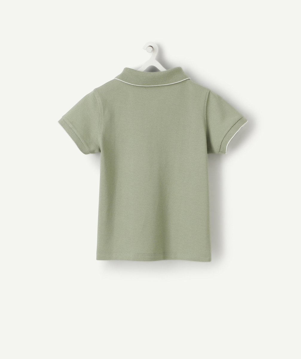 POLO BÉBÉ GARÇON EN COTON VERT AVEC MESSAGE BRODÉ
