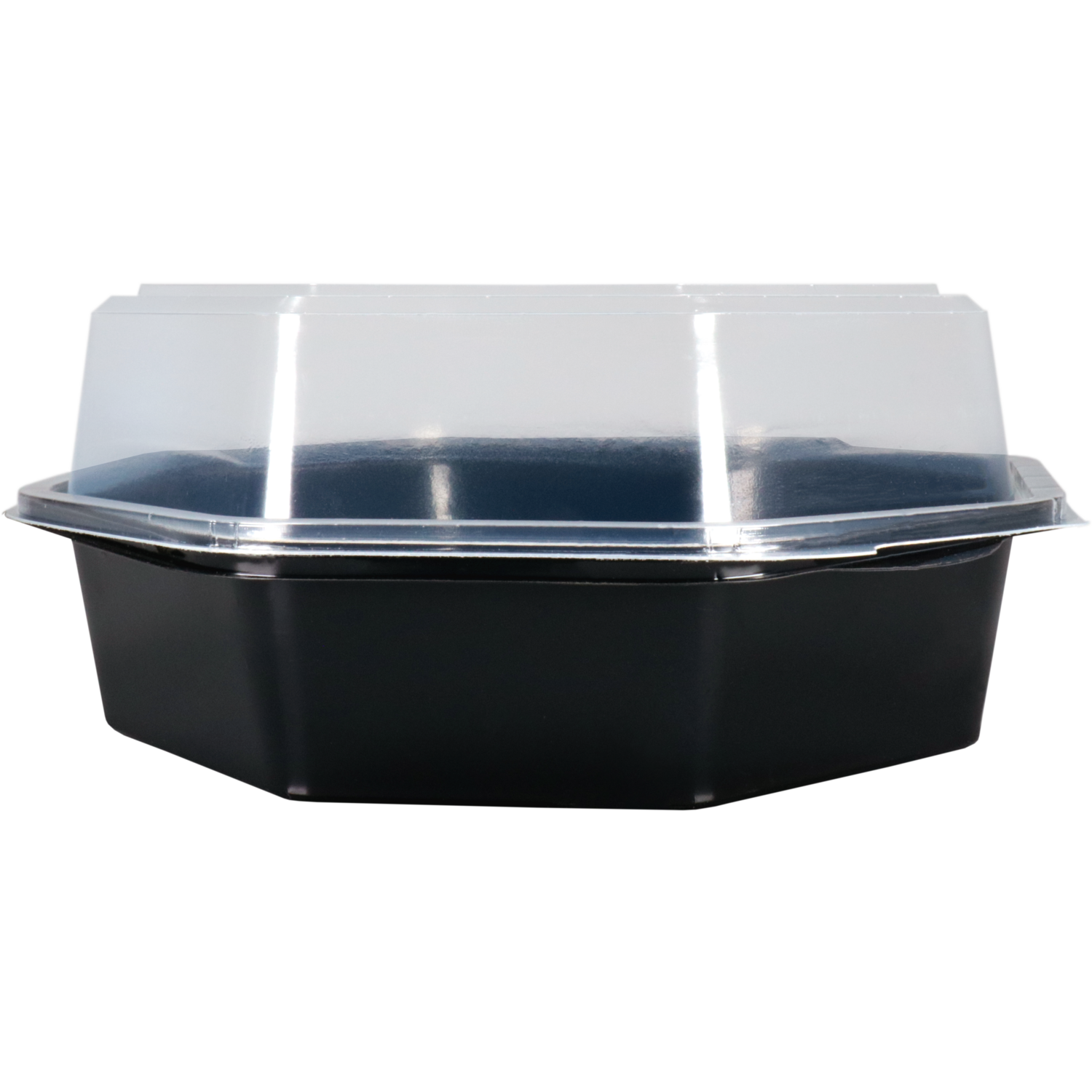 Bak, PS, 640ml, Ø190mm, incl. deksel, octaviewbox, 60mm, zwart/transparant