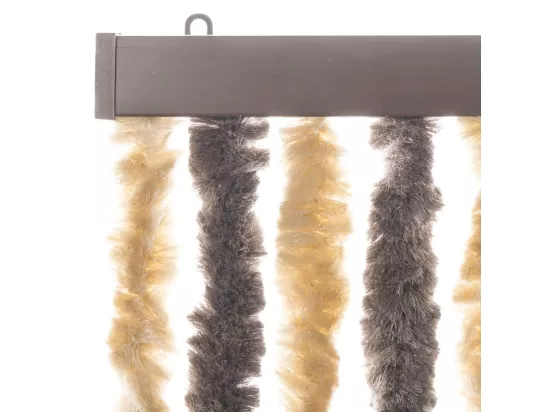 Rideau anti-mouches marron foncé et beige 56x185 cm chenille