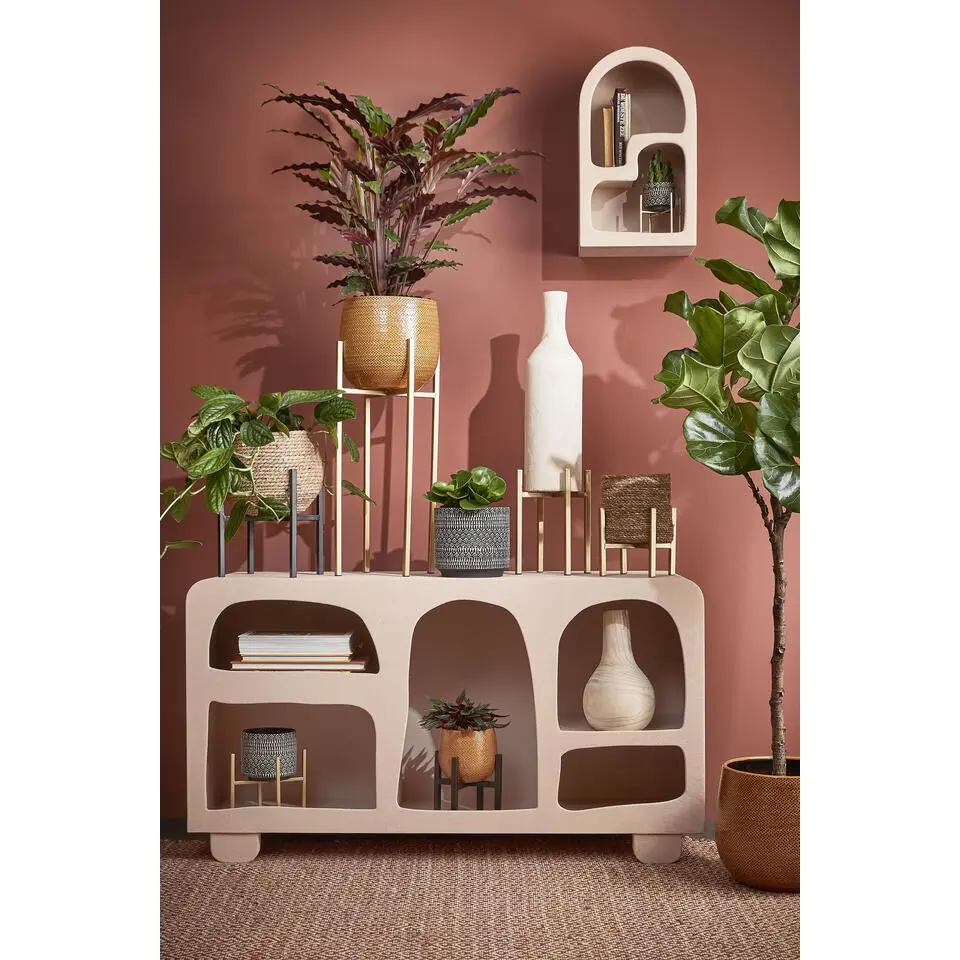 Mica Decorations Plantenstandaard - metaal - zwart - 16 x 14 cm