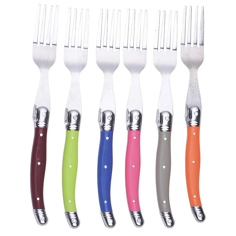 Fourchette inox manche multicolore x6