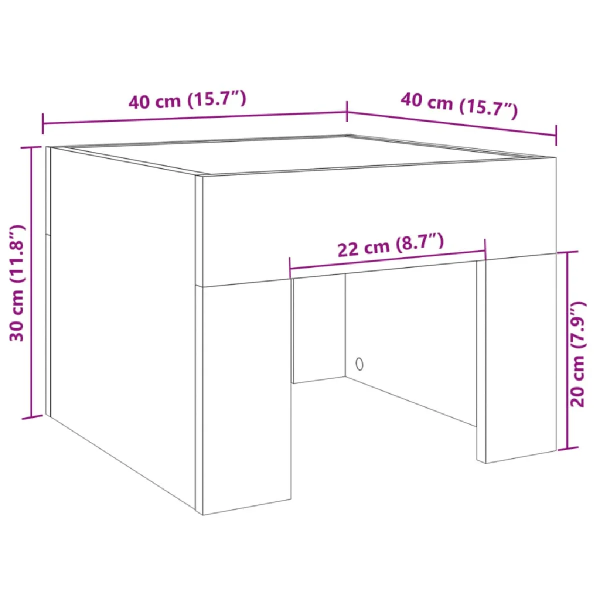 VidaXL Table de chevet LED - Noir