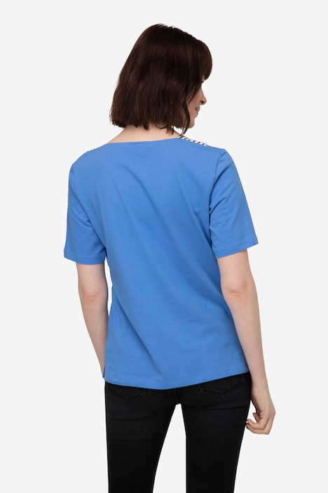 T-Shirt, U-Boot-Ausschnitt mit seitlichen Einsätzen, Halbarm