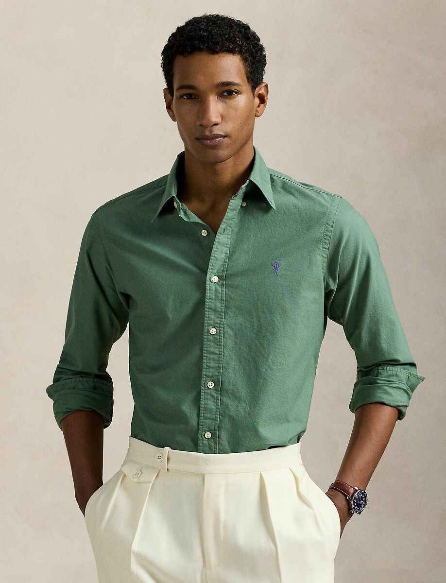 Camisa chino ajustada POLO RALPH LAUREN com logotipo bordado