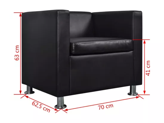 Jeu de canapé à 2 places et à 3 places et fauteuil Noir