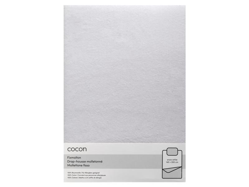 COCON Fixmolton 140 x 200 cm, Weiss Atmungsaktiver Matrazenschoner aus reinem Baumwollflannell