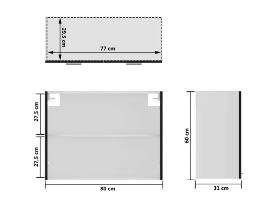 Armoire de cuisine en verre suspendue Noir 80x31x60