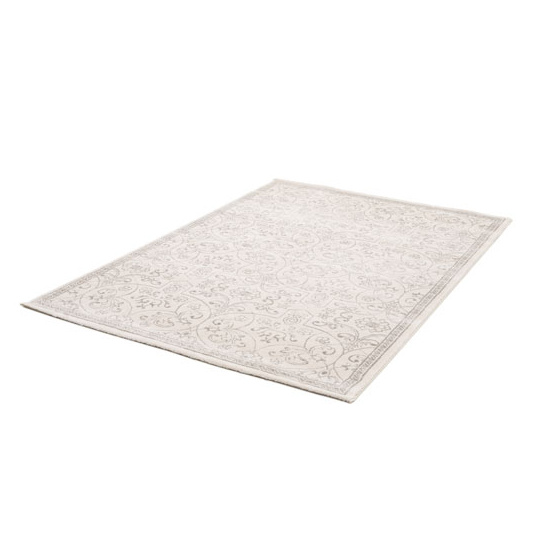Tapis à motif floral oriental - arabesque - écru - 80 x 150 cm