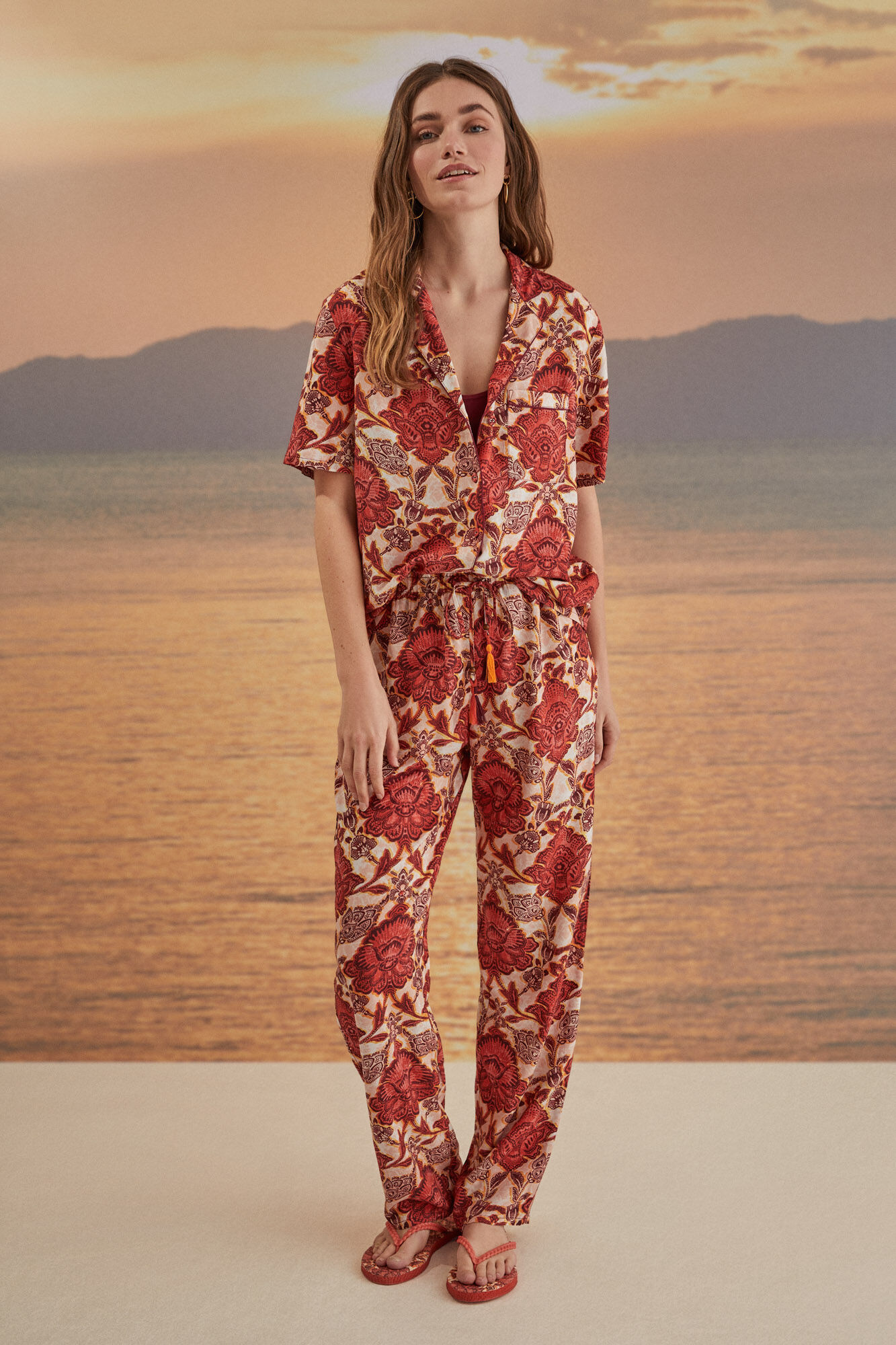 Pijama camisa comprida estampada - Estampado