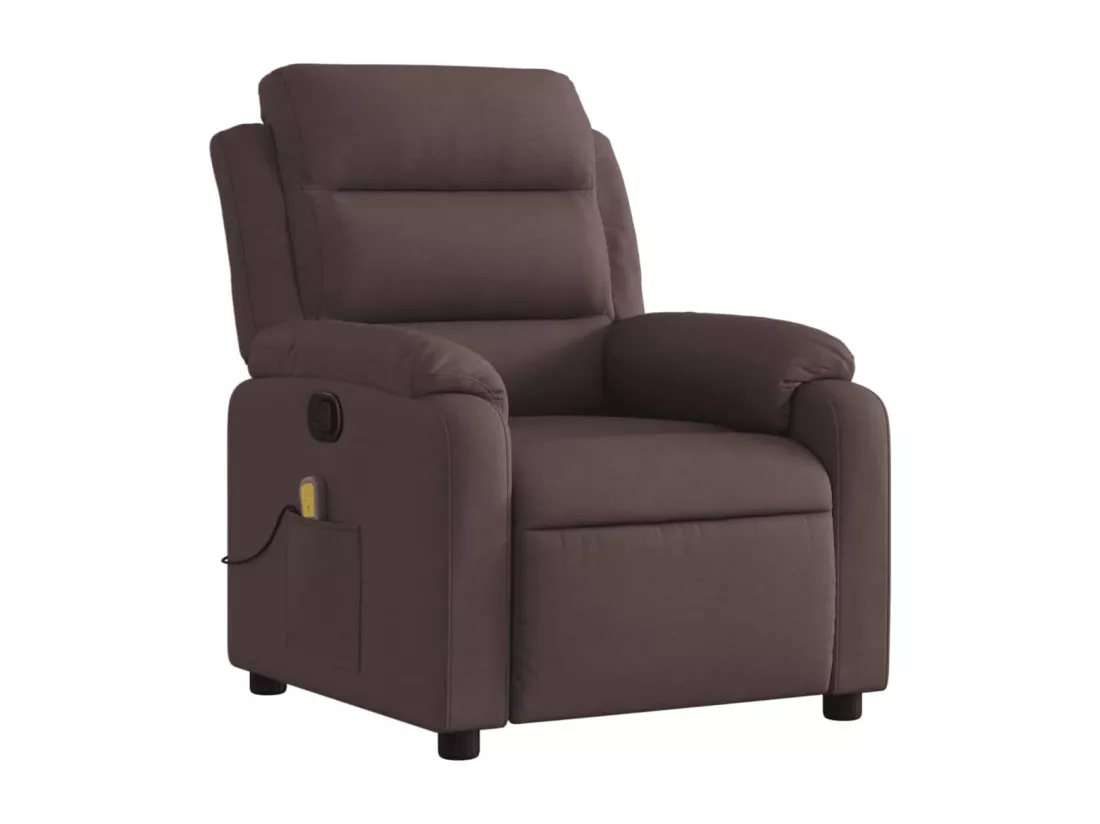 Fauteuil massant inclinable Marron foncé Tissu