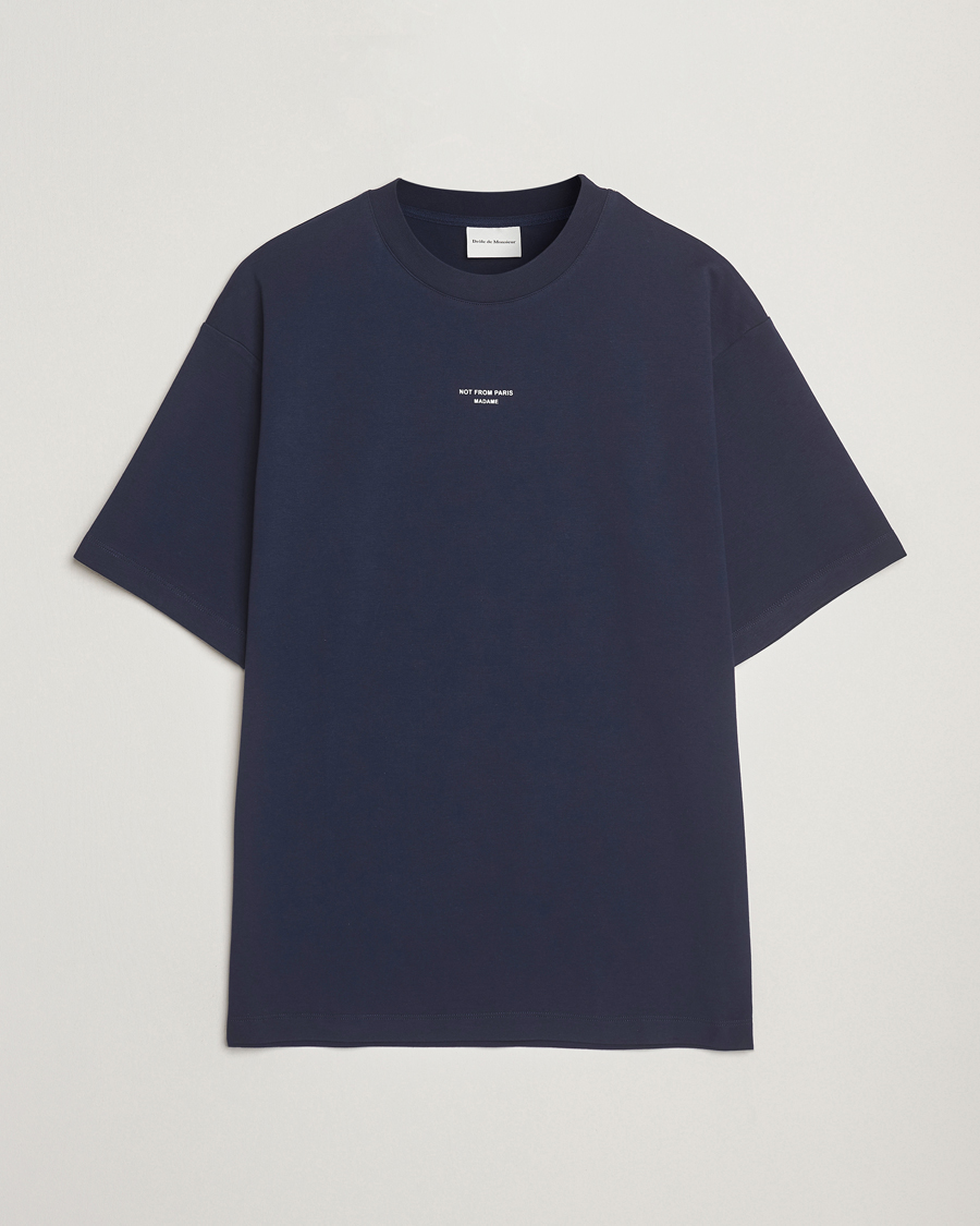 Drôle de Monsieur Classic Slogan T-Shirt Navy