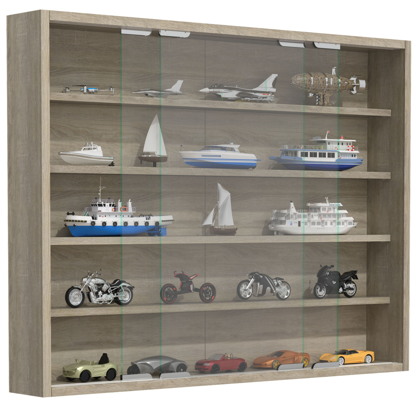 Wandvitrine AGISA L - Sonoma Eiche - Schiebetüren - 77 cm breit