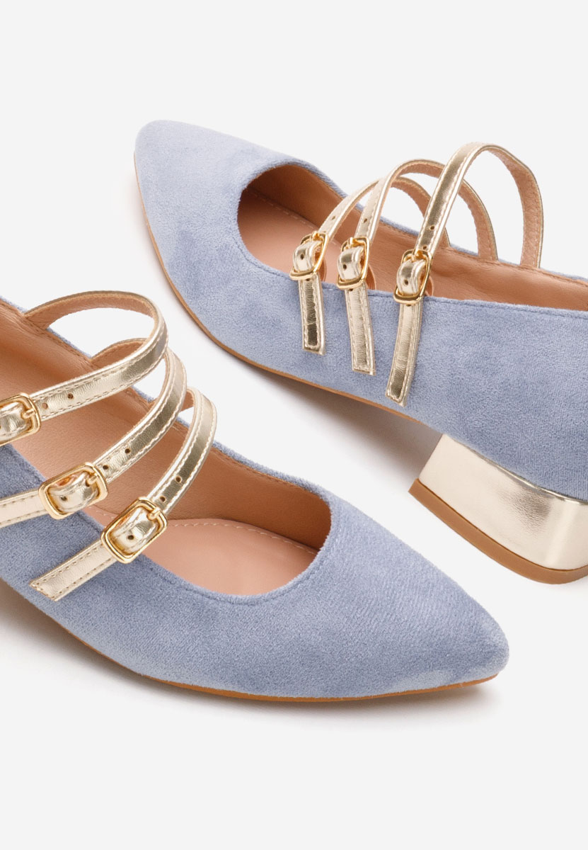 Chaussures à talon épais bleus Bakea