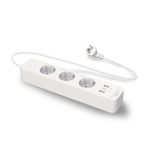 Régua Inteligente TP-Link Tapo P300 WiFi Power Strip 3 Tomadas Schuko 10A   USB/USB-C Branca - TAPOP300