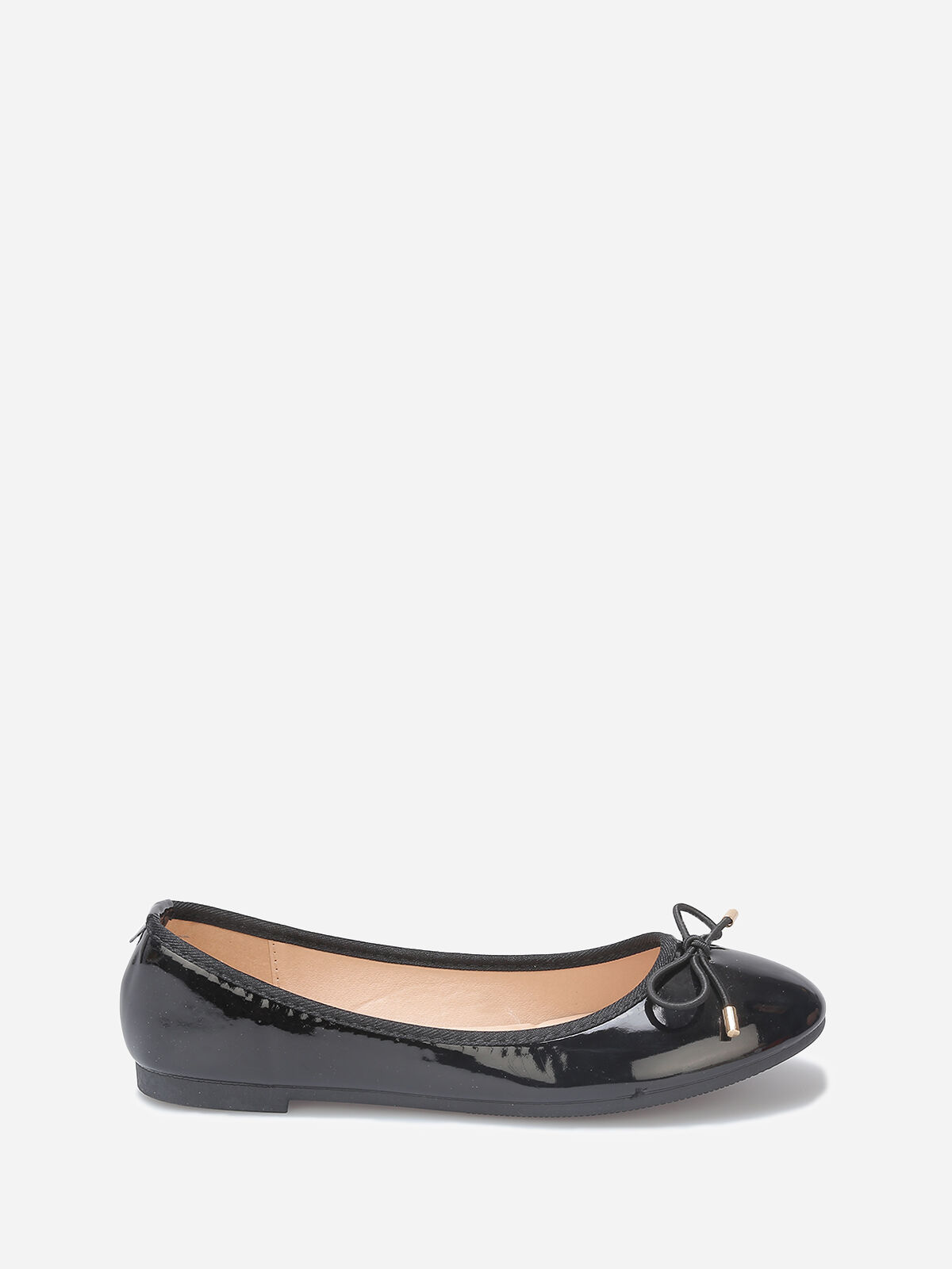 Ballerines plates vernies avec noeud- Noir