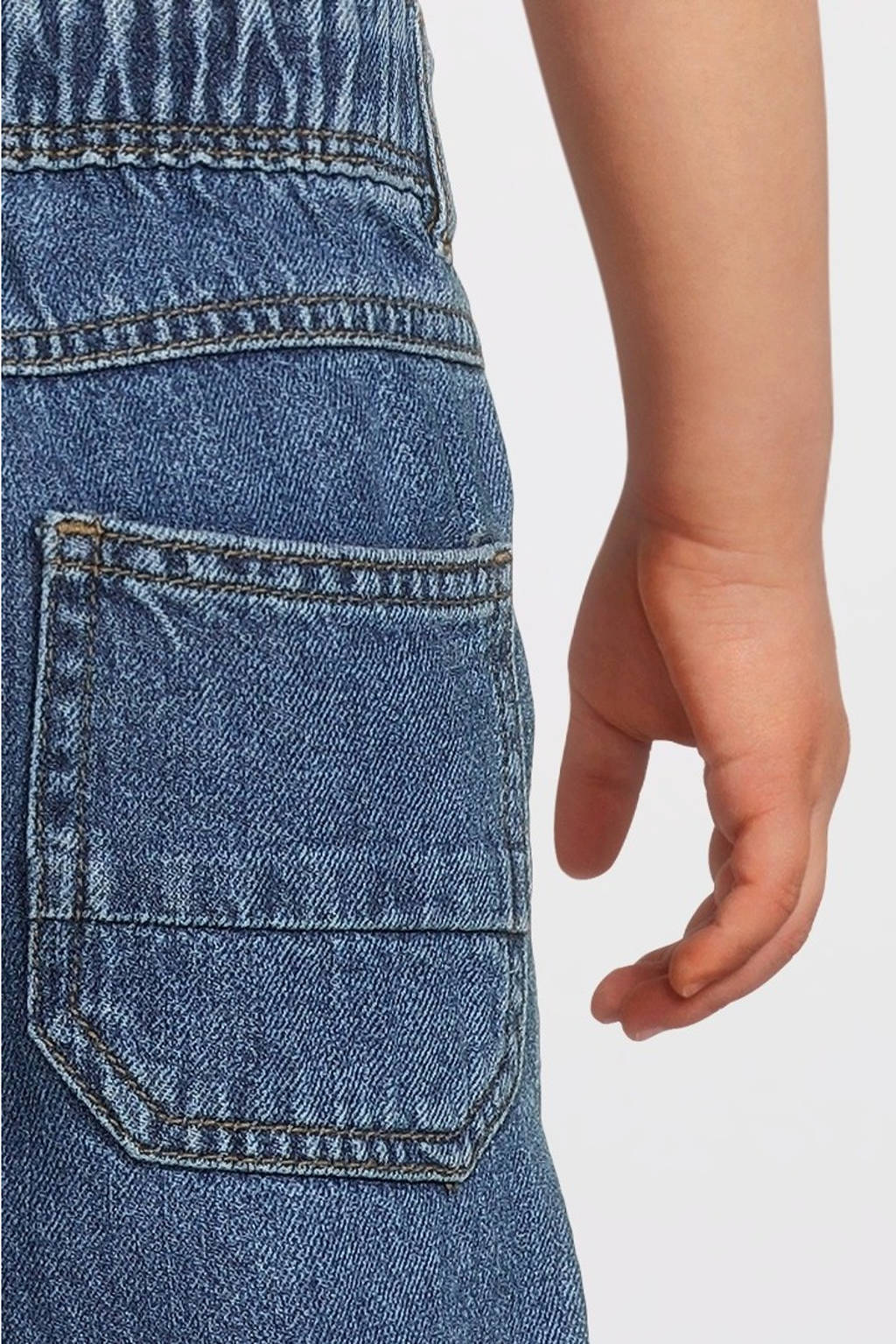 NAME IT tapered fit jeans NMMSILAS met all over print en borduursels dark blue denim