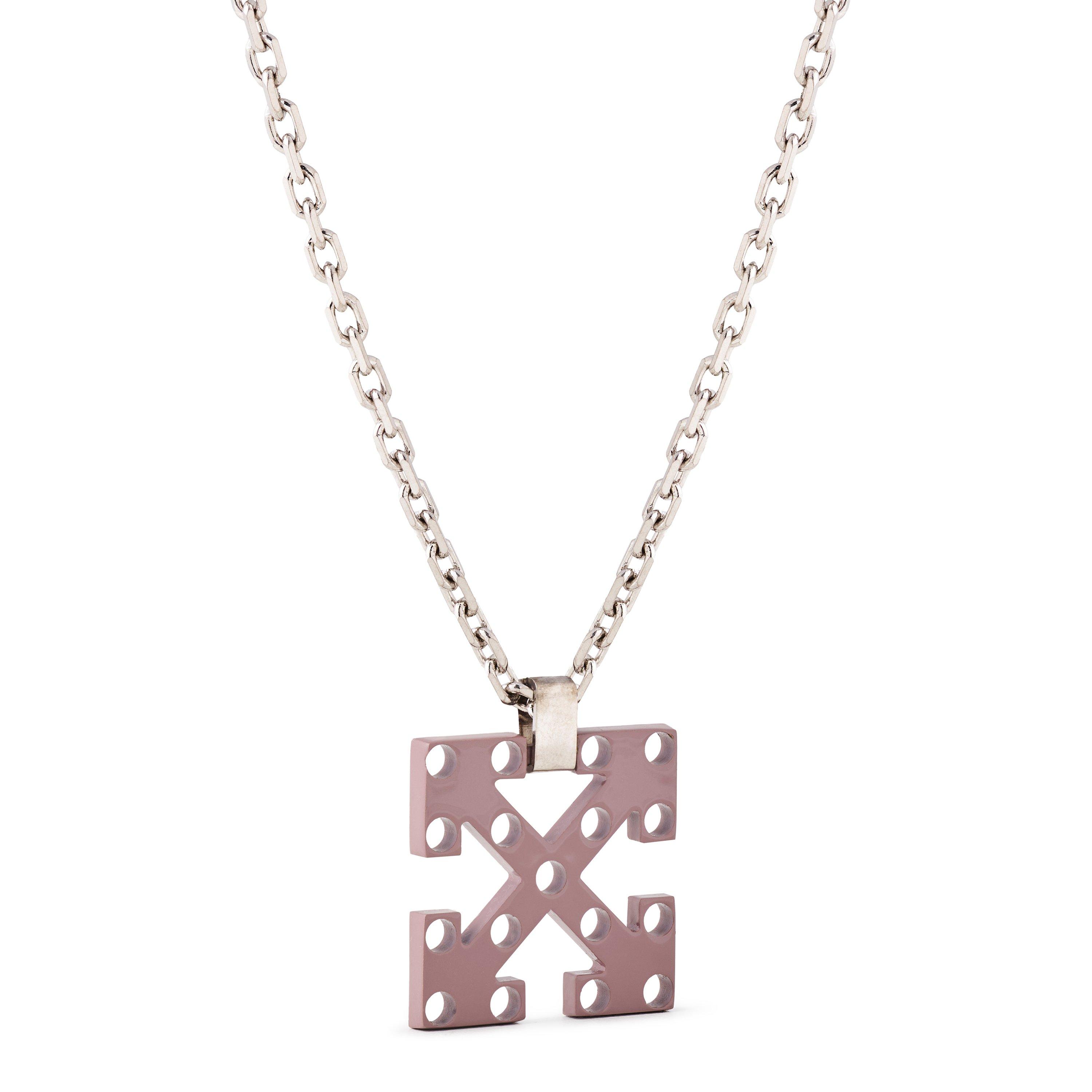 Off White Industrial Arrow Pendant Necklace