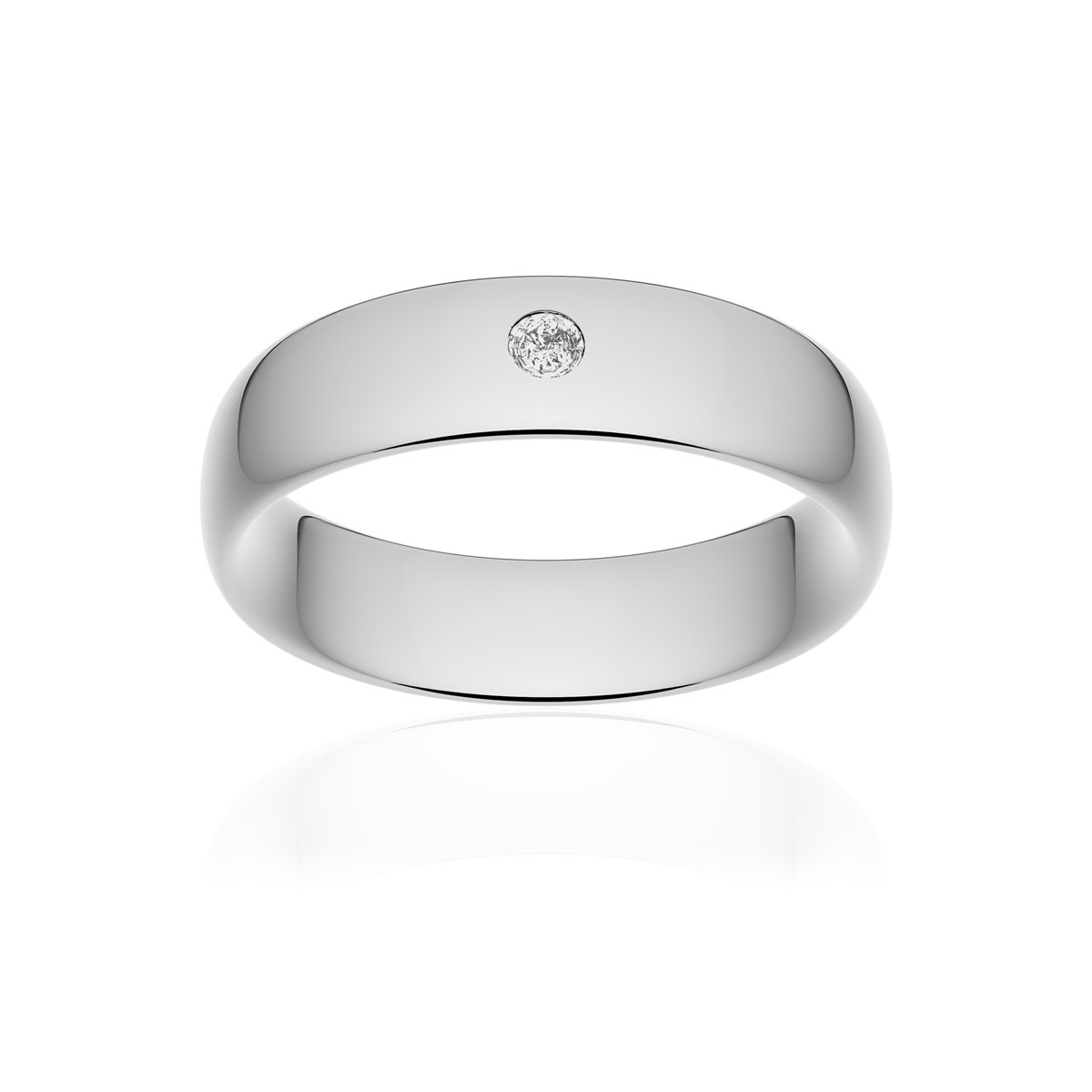 Alliance palladium 950 poli ruban confort 6 mm diamant brillant