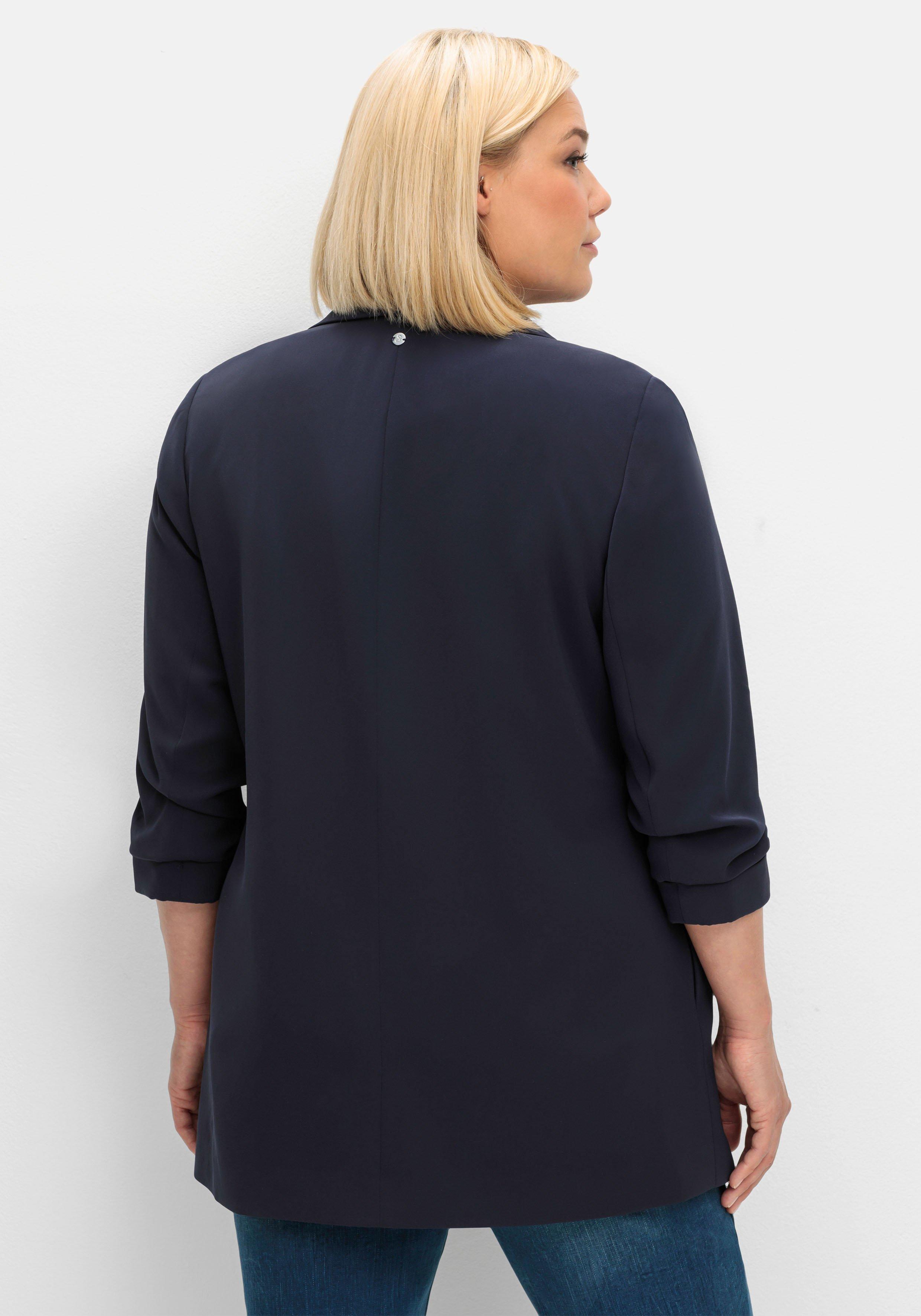 Langer Blazer mit Schalkragen und gerafftem 3/4-Arm