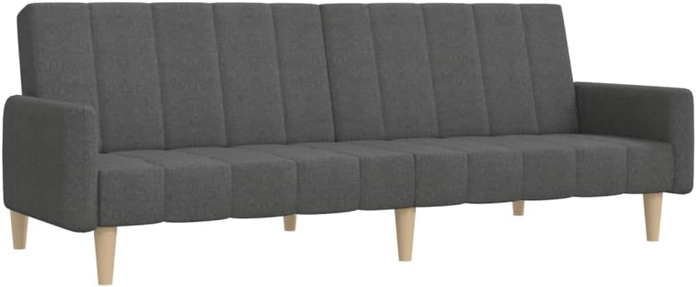 Schlafsofa 2-Sitzer Mit Armlehnen Dunkelgrau Stoff Sofa mit Holzrahmen, Schlafcouch für Wohnzimmer Heimkino Büro, Couch Sofabett Tagesbett Gästebett,
