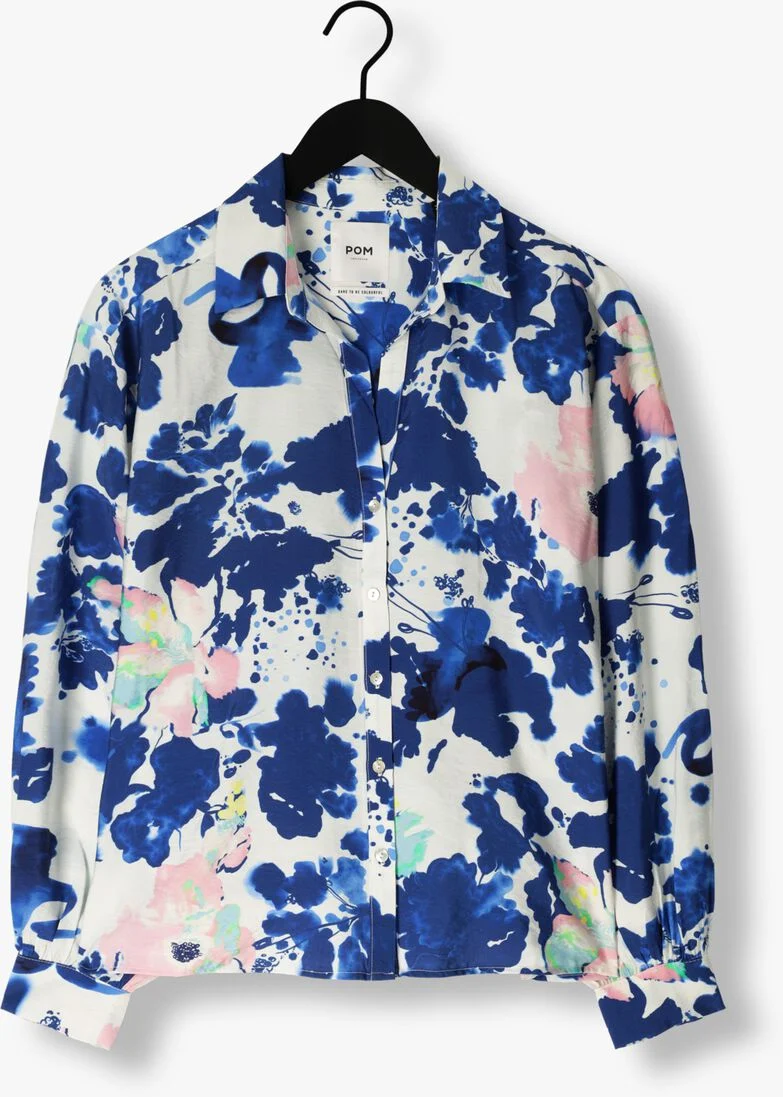 POM AMSTERDAM blauwe pom amsterdam blouse violet crane birds blue blouse