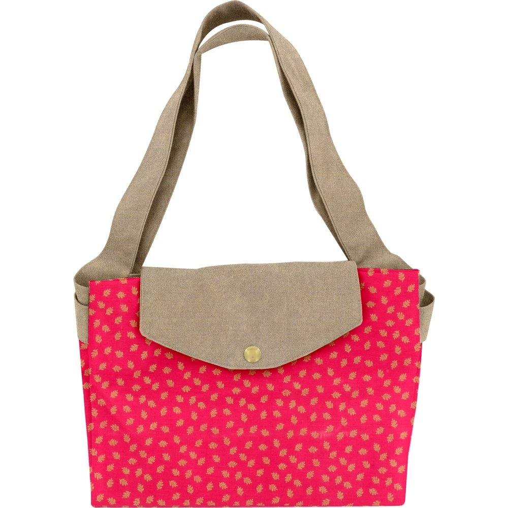 Grand Sac Cabas En Tissu Feuillage Or Rose