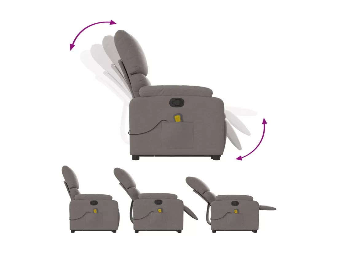 Fauteuil inclinable massant Taupe Tissu