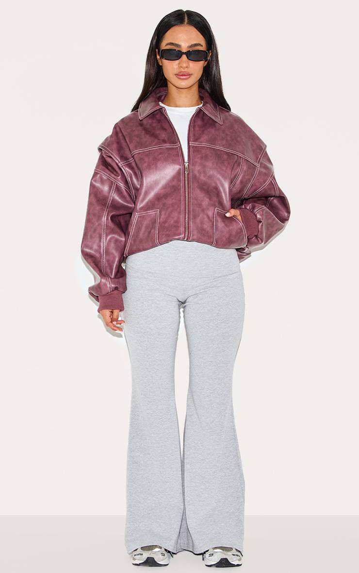 Gris Chiné Pantalon Évasé Petite En Coton Avec Détail Plissé