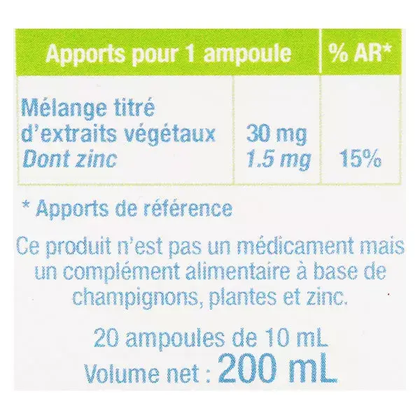 Les 3 Chênes OligoVégétal Zinco Orgânico 20 ampolas