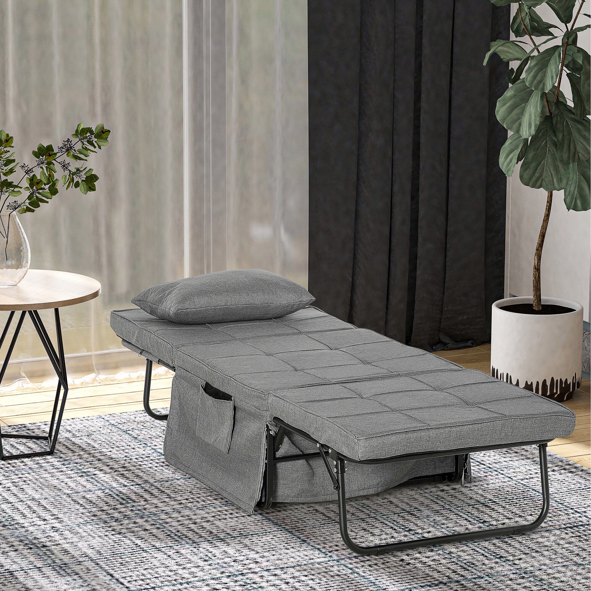 HOMCOM Klappbett mit Matratze grau 188L x 75B x 38H cm