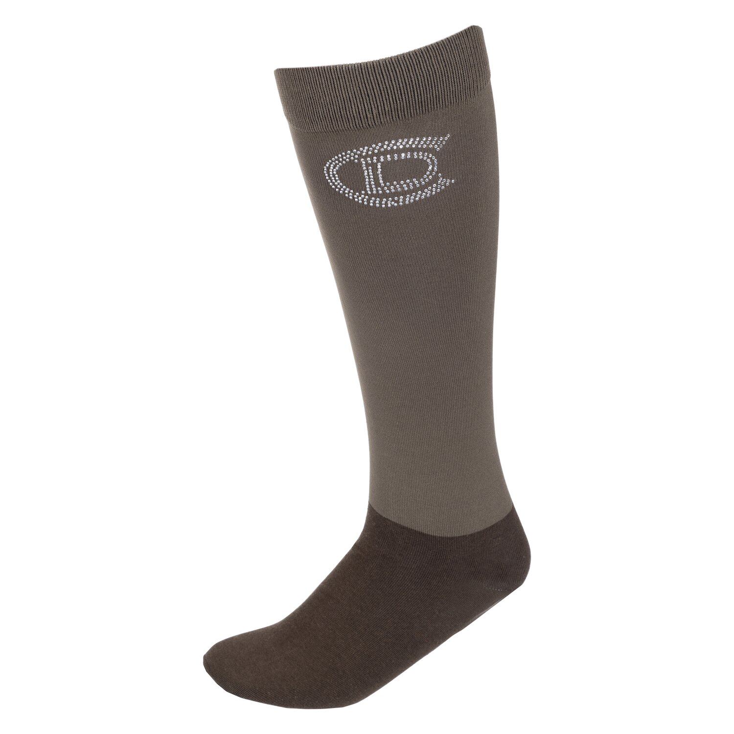 Cheval de Luxe Thinsocks mit Glitzerlogo  - olive brown